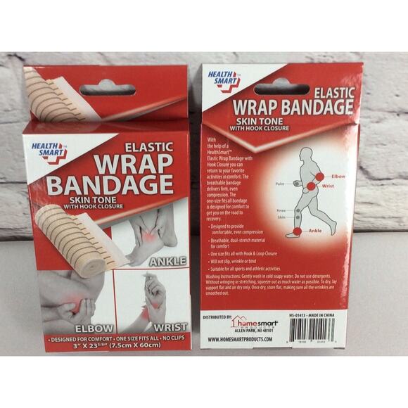 Health Smart Elastic Wrap Bandage (2) Wrist Ankle and Elbow Support 3”X 23 5/8” - Picture 3 of 3